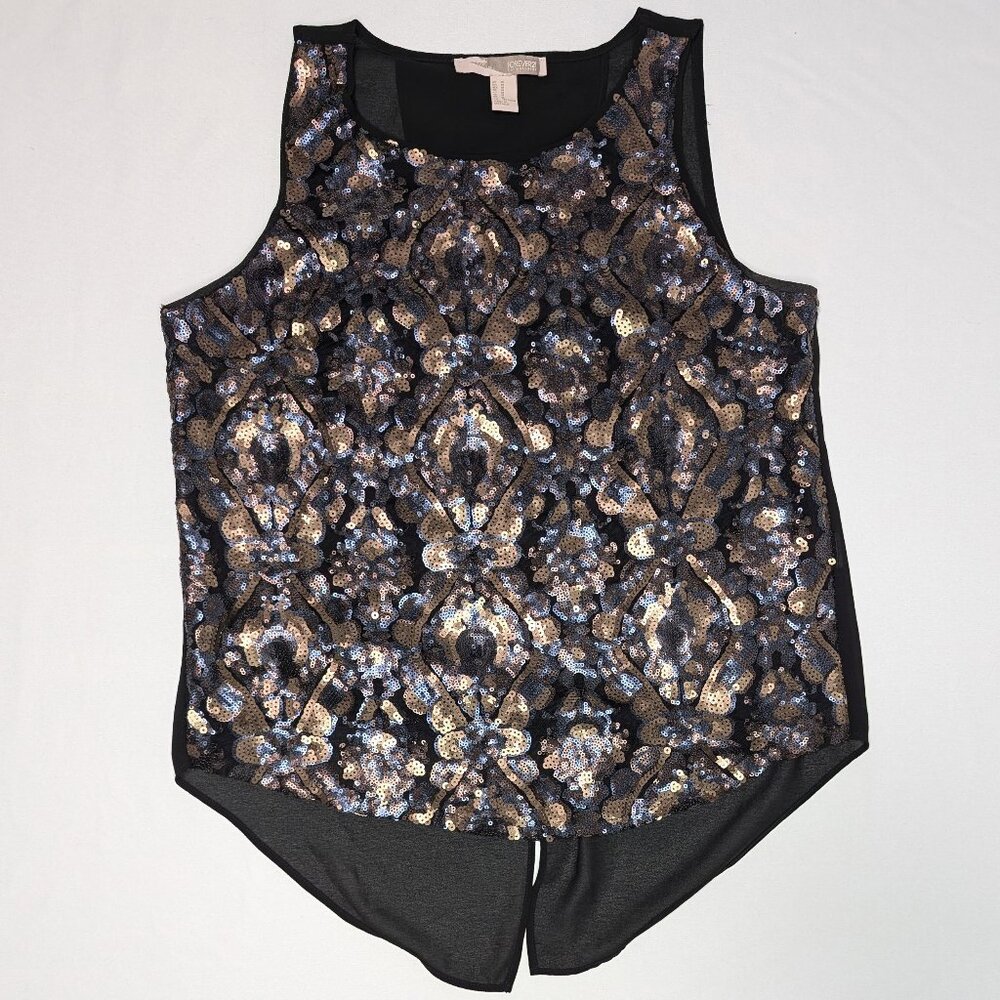 Forever21 Contemporary Open Back Sheer Black Sleeveless Tank Top Women's Sz Med
